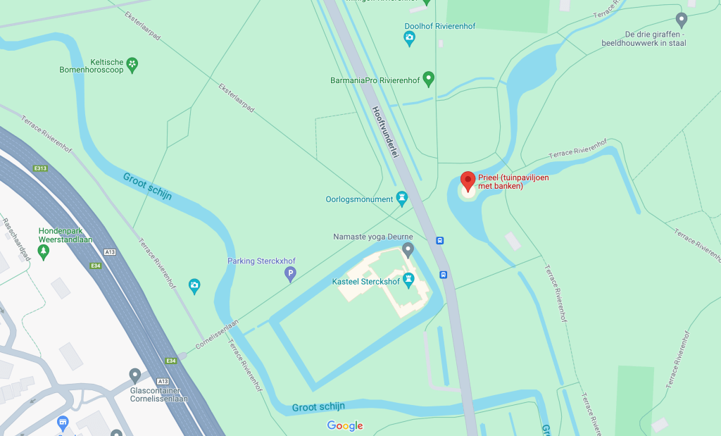 kaartweergave coachlocatie Rivierenhof